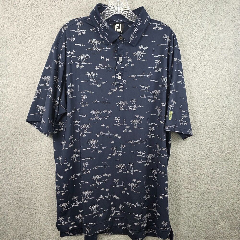 FootJoy Golf Polo Shirt Mens XL Tropical Palm Tree Print Performance FJ